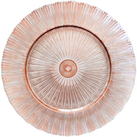 Bon Chef Sunray Design, Decorative Glass Charger, Rose Gold, Handwash Only, (8Pcs / Case) 200005RG